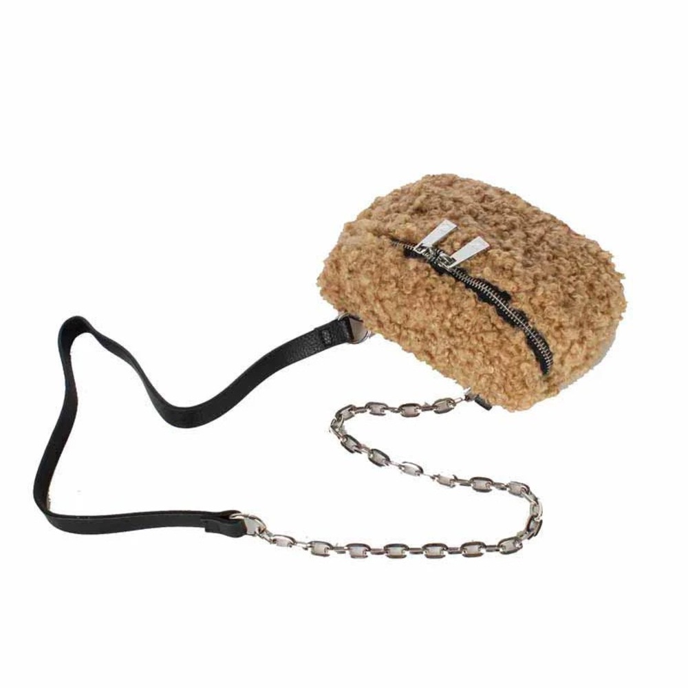 Zara Faux Teddy Fur Pouch Cross Body Pouch Bag - Picture 4 of 9